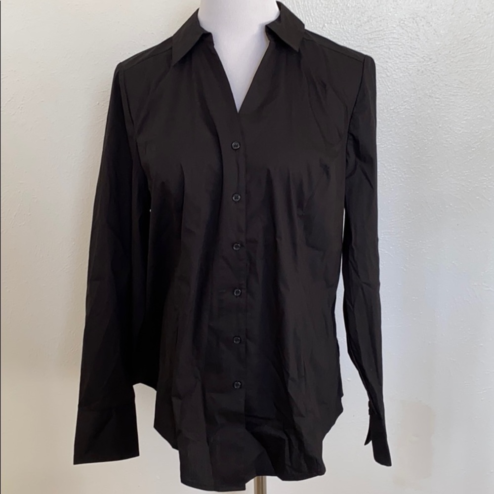 Lane Bryant Black Button Down Long Sleeve Career Shirt Size 14
